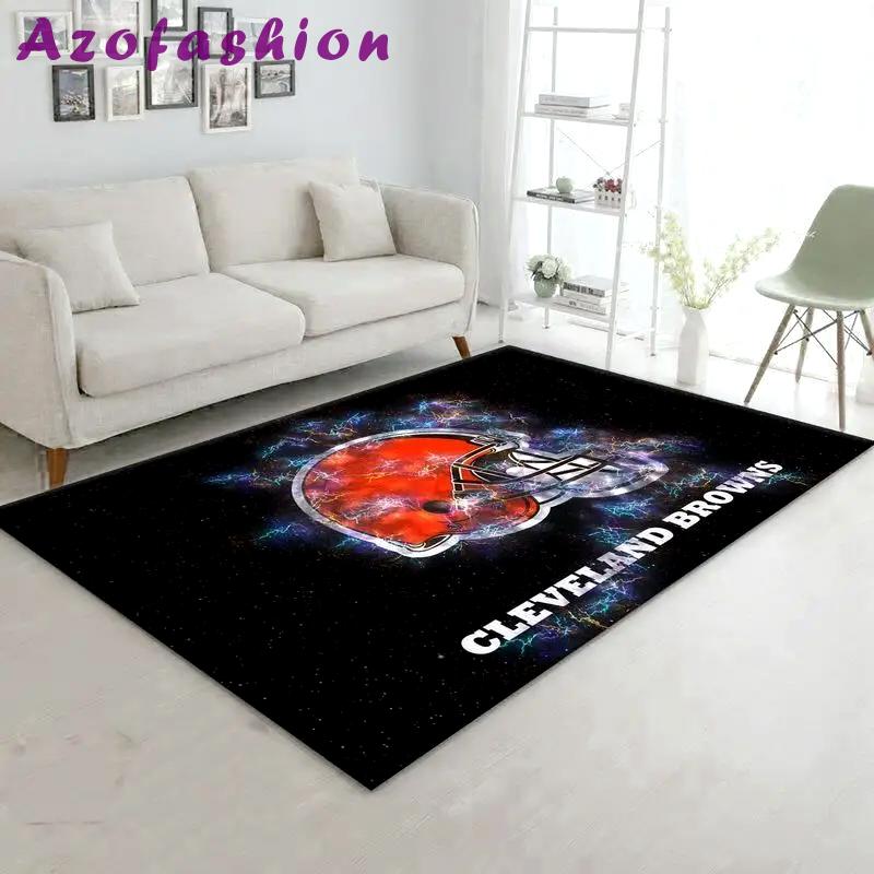 Nfl cleveland browns area rug football rug carpet floor decor home decor 5 Rectangle Rug