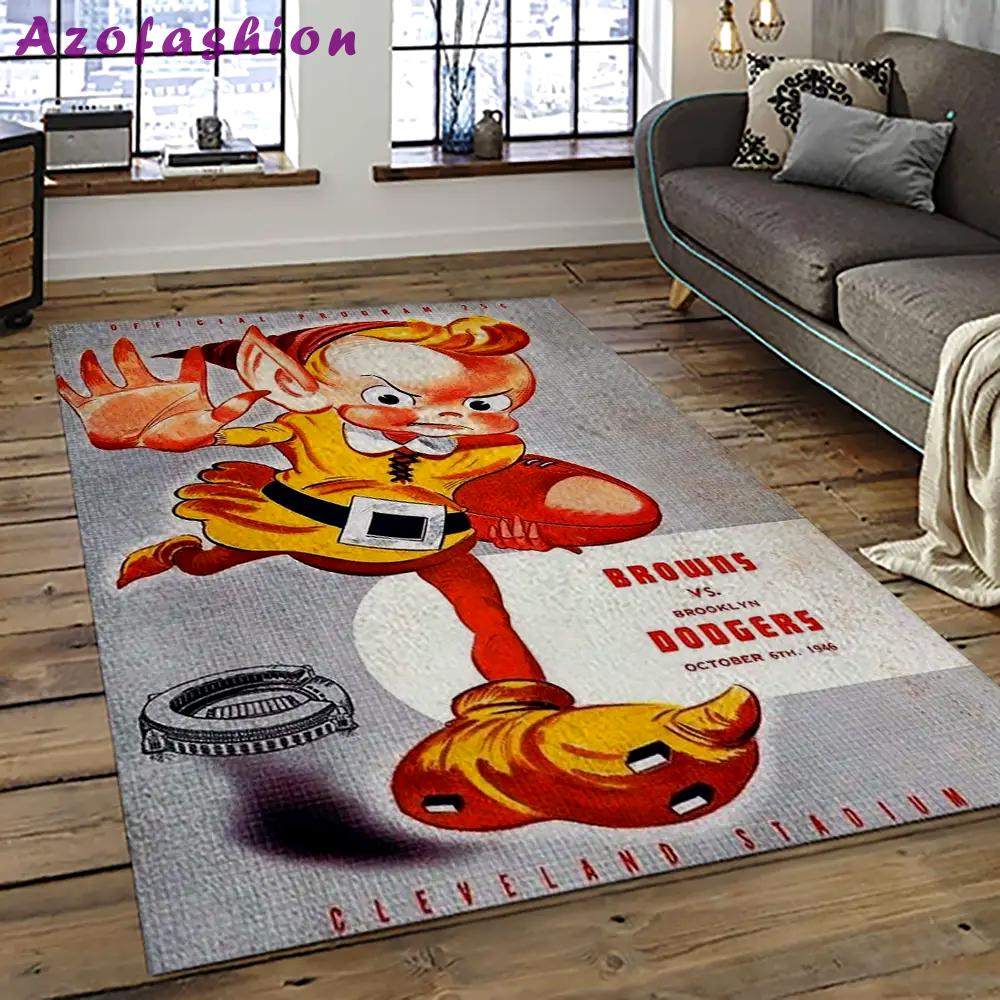 Nfl cleveland browns football team logo sport carpet rectangle area rug for living room cb09 Rectangle Rug