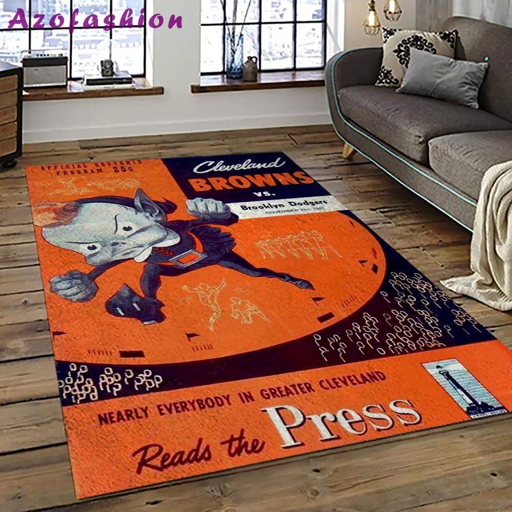 Nfl cleveland browns football team logo sport carpet rectangle area rug for living room cb10 Rectangle Rug
