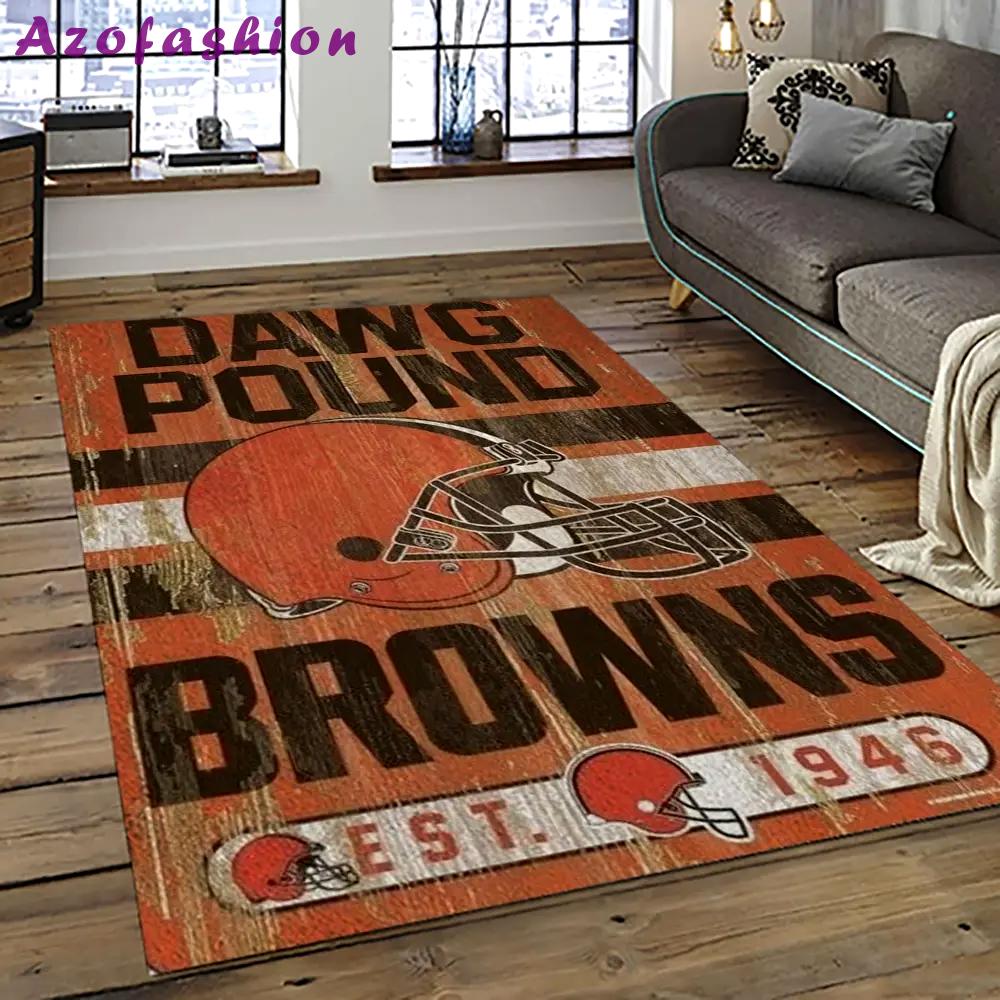 Nfl cleveland browns football team logo sport carpet rectangle area rug for living room cb24 Rectangle Rug
