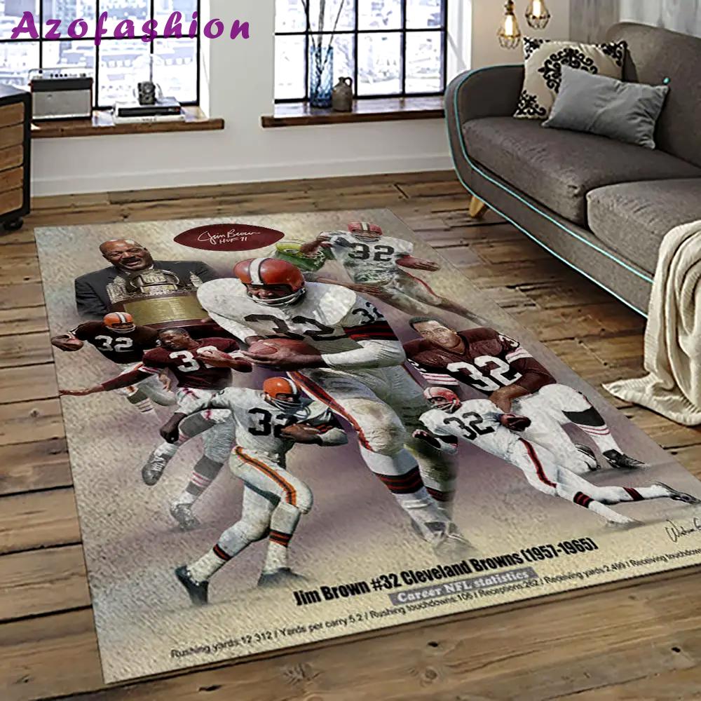 Nfl cleveland browns football team logo sport carpet rectangle area rug for living room cb45 Rectangle Rug