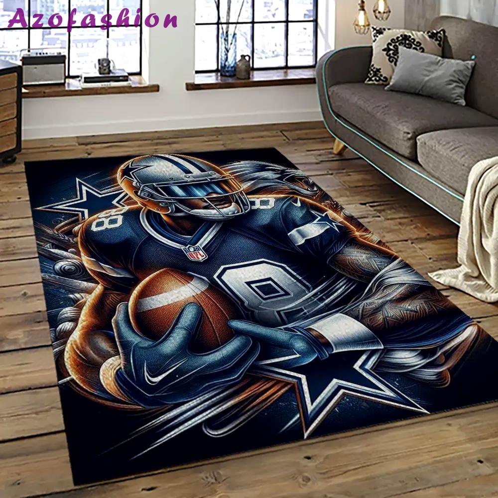Nfl dallas cowboy football team logo sport carpet rectangle area rug for living room dc36 Rectangle Rug