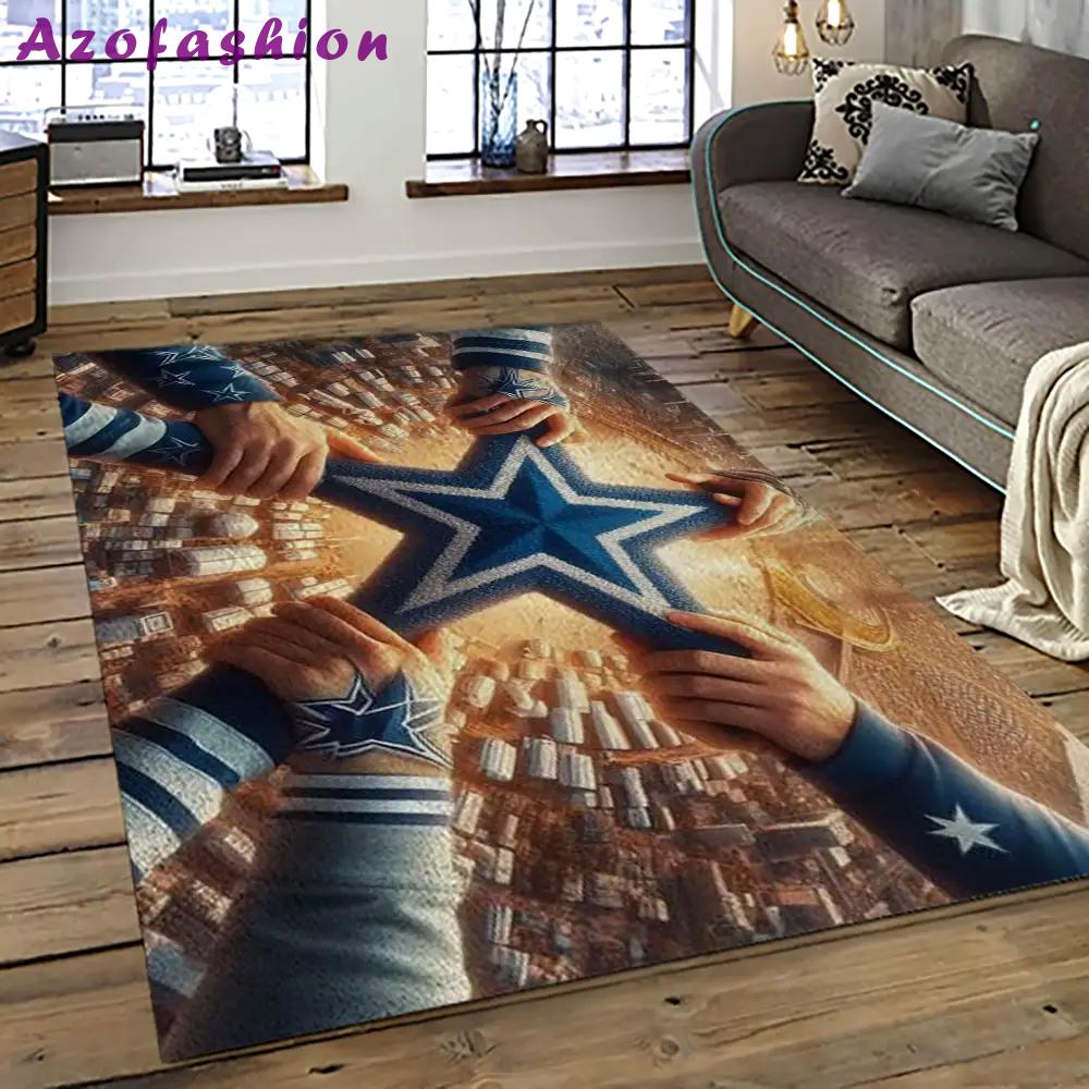 Nfl dallas cowboy football team logo sport carpet rectangle area rug for living room dc57 Rectangle Rug