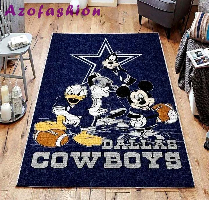 Nfl dallas cowboys with disney mickey donald goofy area rug b130808 Rectangle Rug