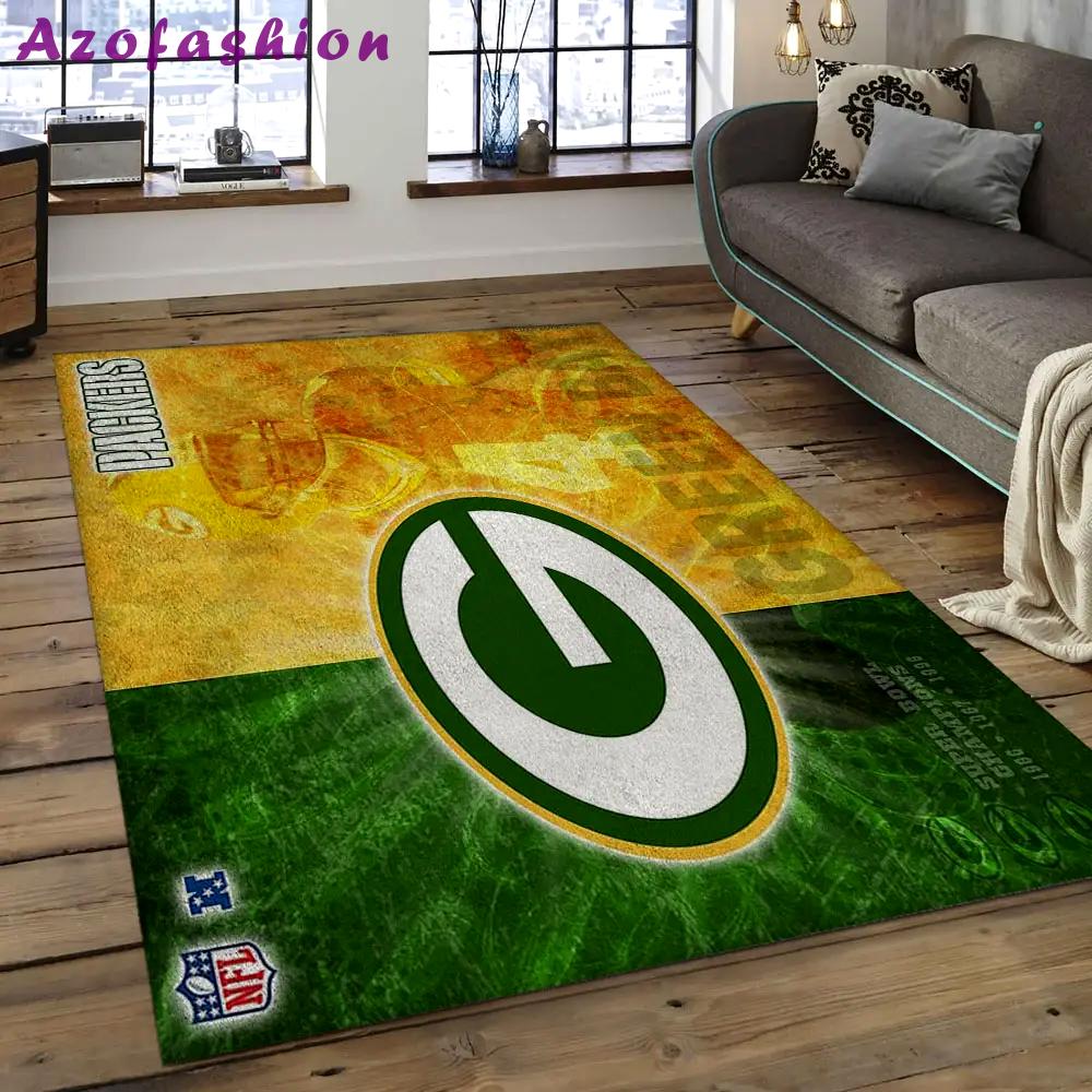 Nfl green bay packers football team logo rectangle area rug gbp39 Rectangle Rug
