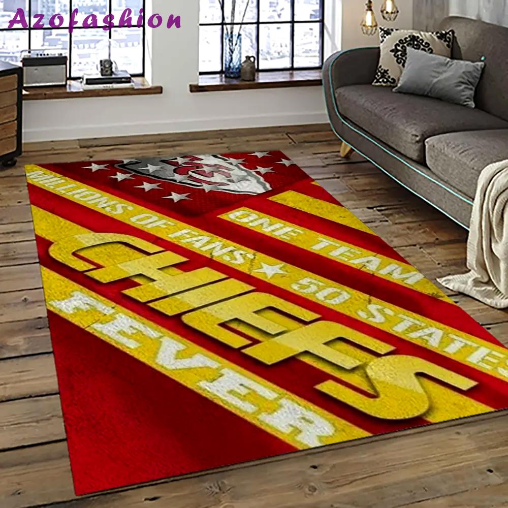 Nfl kansas city chiefs football team logo sport carpet rectangle area rug for living room kcc28 Rectangle Rug