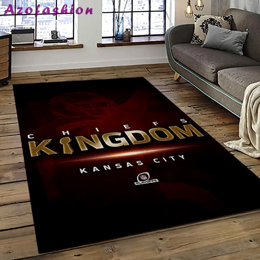 Nfl kansas city chiefs football team logo sport carpet rectangle area rug for living room kcc38 Rectangle Rug