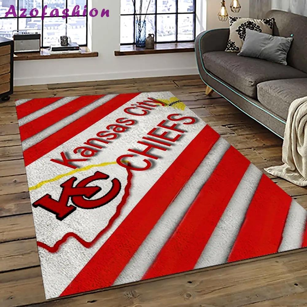 Nfl kansas city chiefs football team logo sport carpet rectangle area rug for living room kcc45 Rectangle Rug