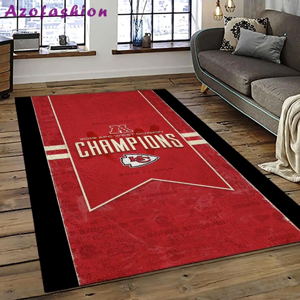 Nfl kansas city chiefs football team logo sport carpet rectangle area rug for living room kcc49 Rectangle Rug
