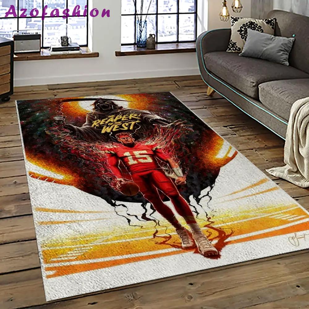 Nfl kansas city chiefs football team logo sport carpet rectangle area rug for living room kcc72 Rectangle Rug