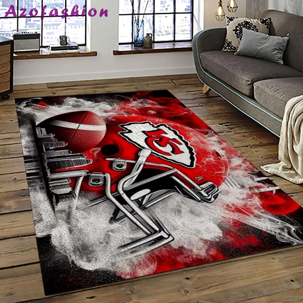 Nfl kansas city chiefs football team logo sport carpet rectangle area rug for living room kcc92 Rectangle Rug