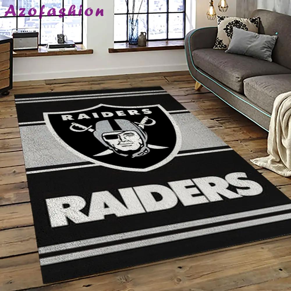 Nfl las vegas raiders football team logo sport carpet rectangle area rug for living room lvrd21 Rectangle Rug