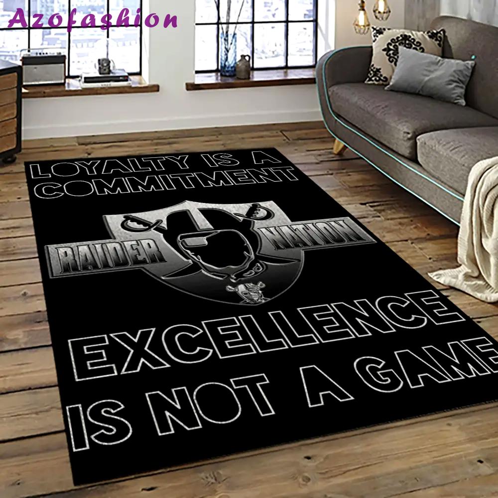 Nfl las vegas raiders football team logo sport carpet rectangle area rug for living room lvrd55 Rectangle Rug