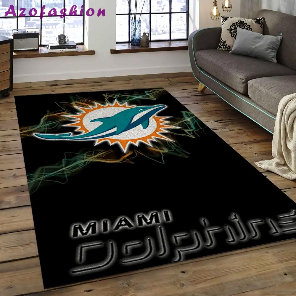 Nfl miami dolphins  football team logo rectangle area rug mmd08 Rectangle Rug
