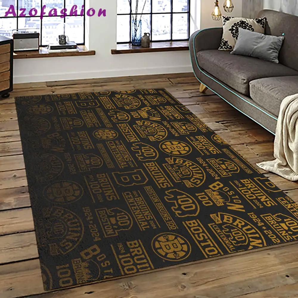 Nhl boston bruins hockey team logo sport carpet rectangle area rug for living room bb05 Rectangle Rug