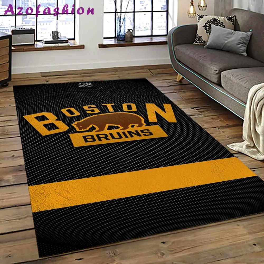 Nhl boston bruins hockey team logo sport carpet rectangle area rug for living room bb23 Rectangle Rug
