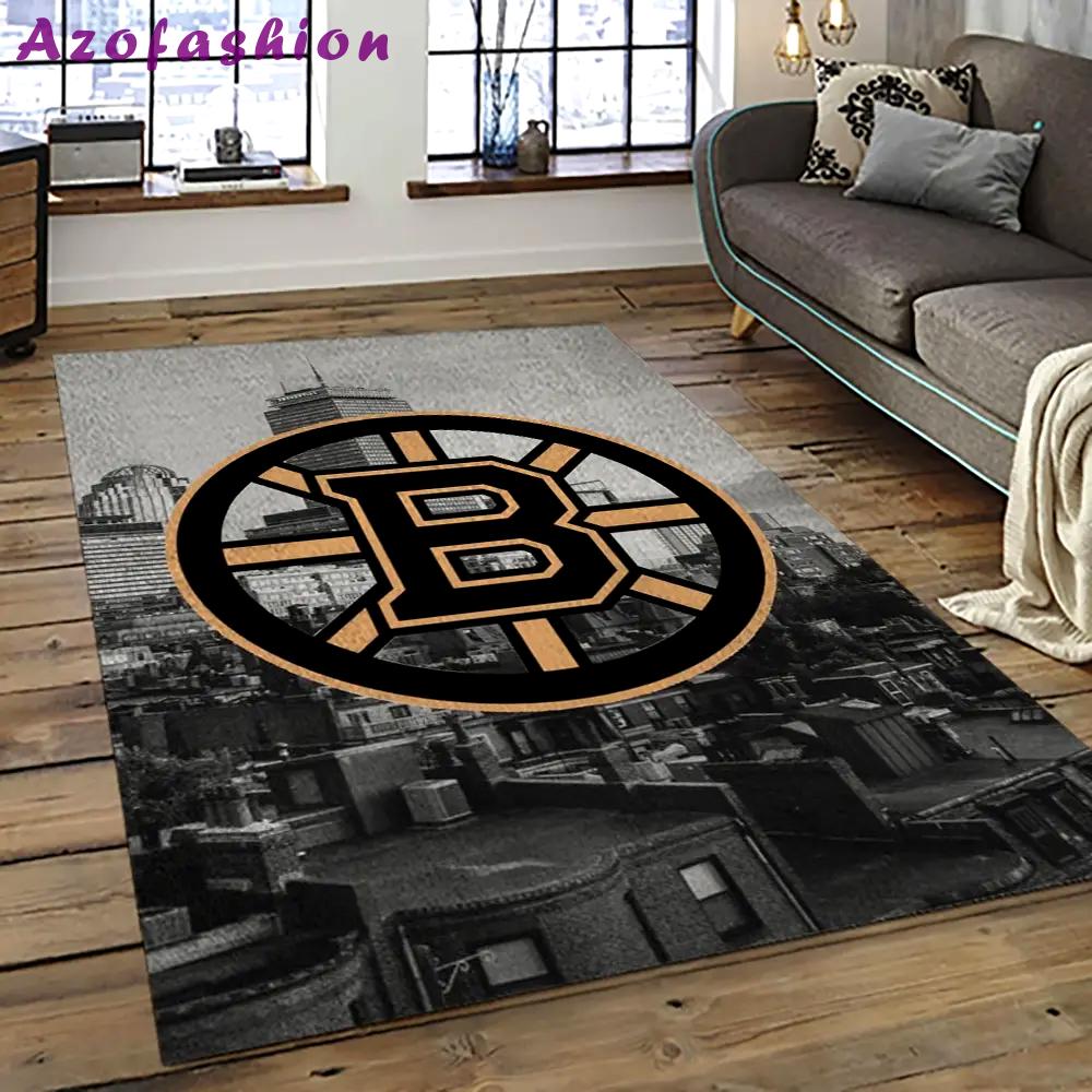 Nhl boston bruins hockey team logo sport carpet rectangle area rug for living room bb26 Rectangle Rug