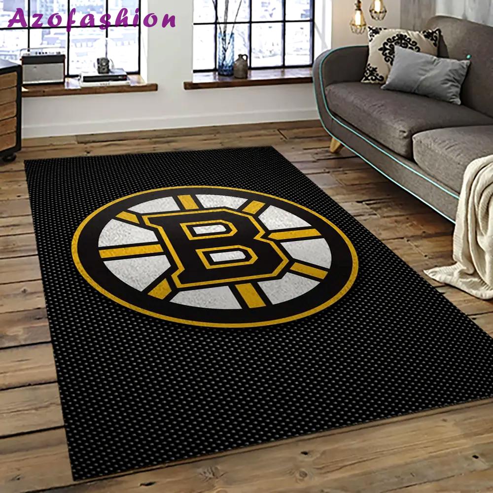 Nhl boston bruins hockey team logo sport carpet rectangle area rug for living room bb27 Rectangle Rug