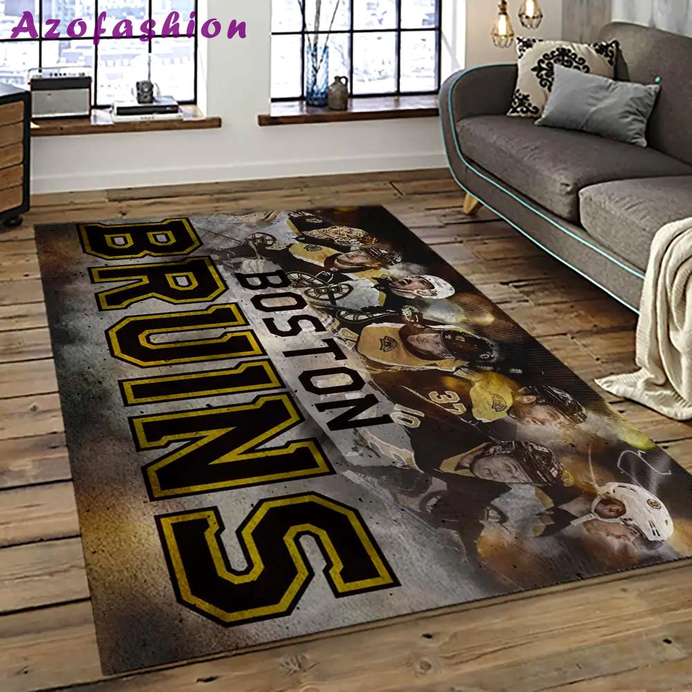 Nhl boston bruins hockey team logo sport carpet rectangle area rug for living room bb49 Rectangle Rug