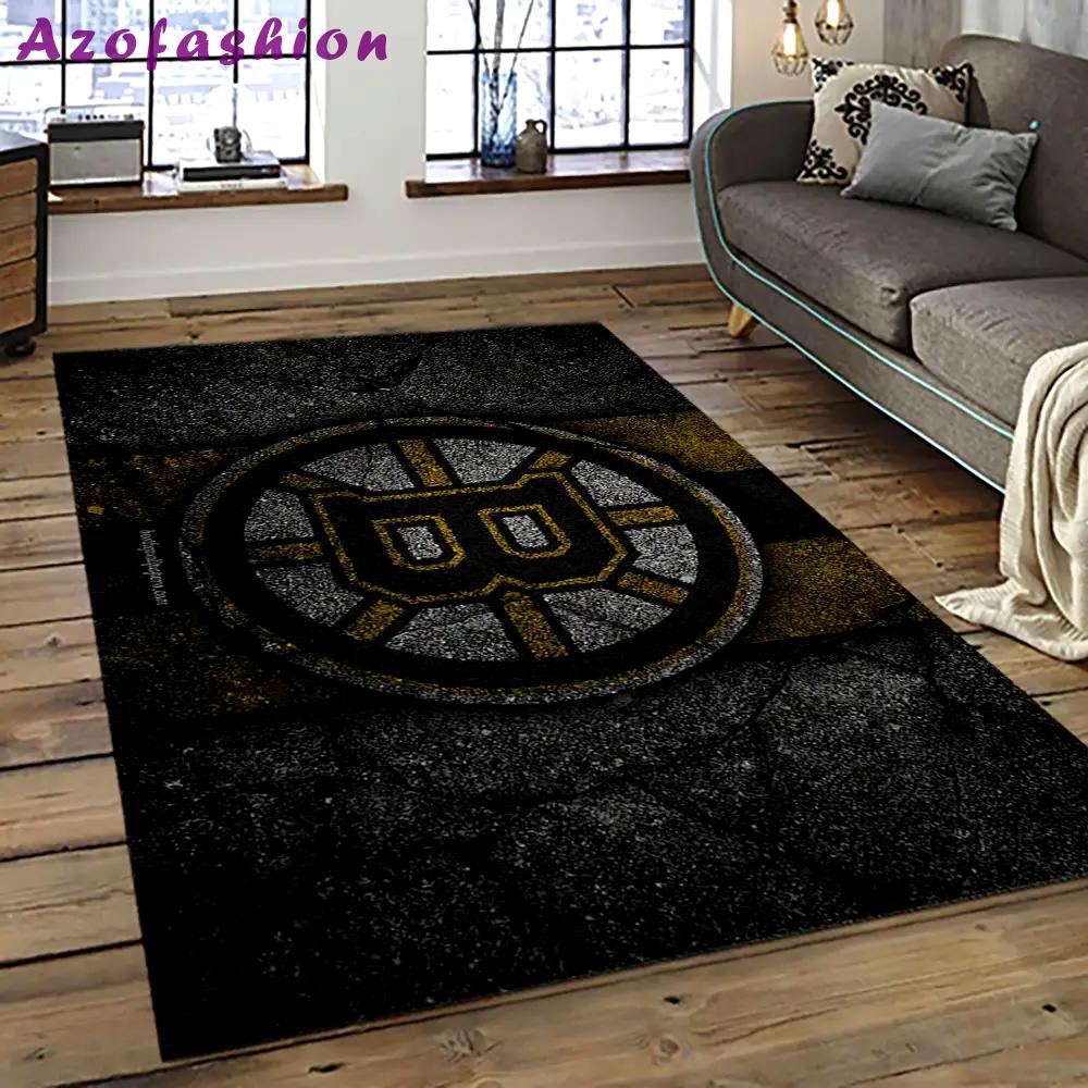 Nhl boston bruins hockey team logo sport carpet rectangle area rug for living room bb61 Rectangle Rug