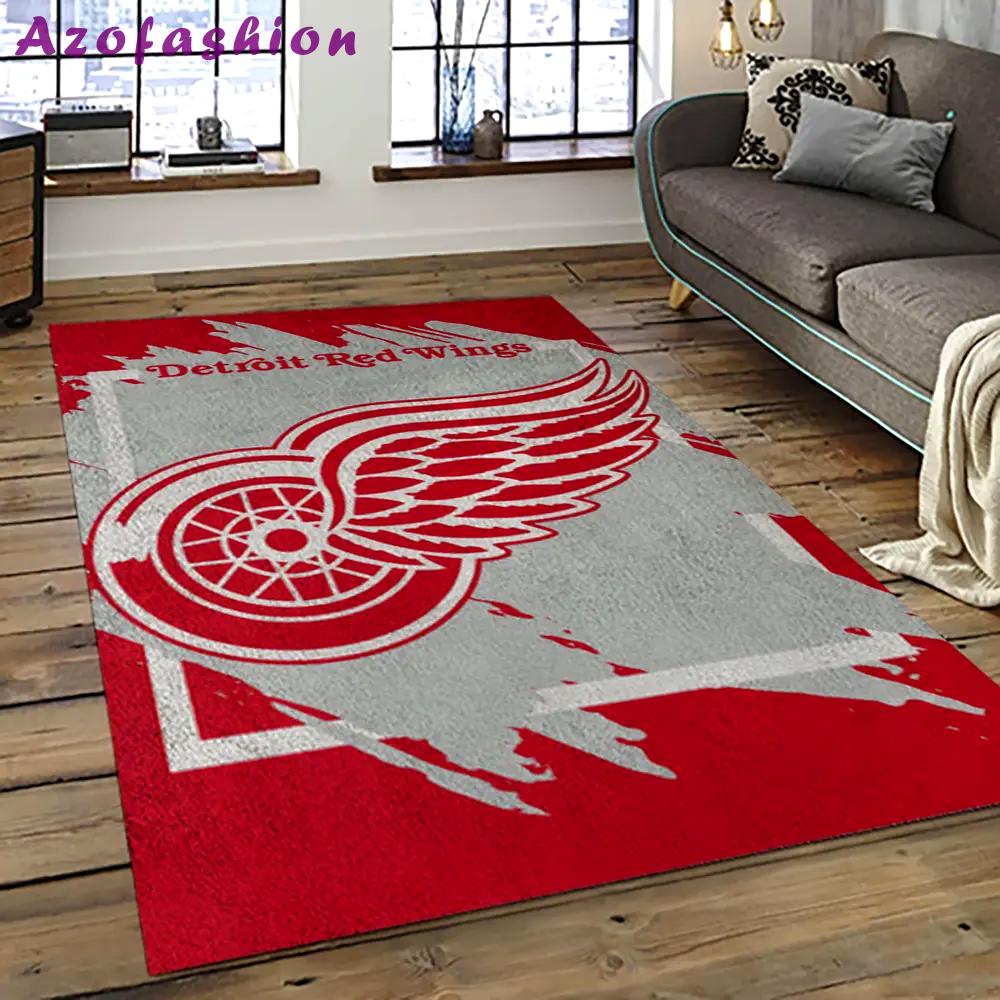 Nhl detroit red wings hockey team logo sport carpet rectangle area rug for living room drw08 Rectangle Rug