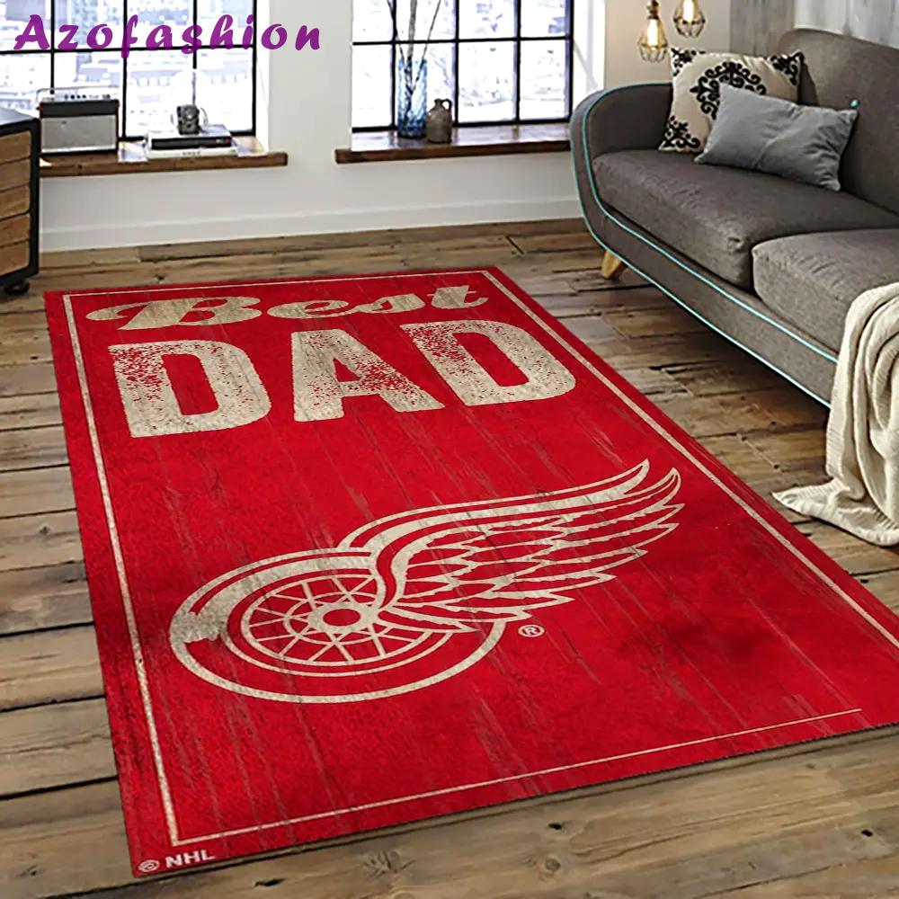 Nhl detroit red wings hockey team logo sport carpet rectangle area rug for living room drw12 Rectangle Rug