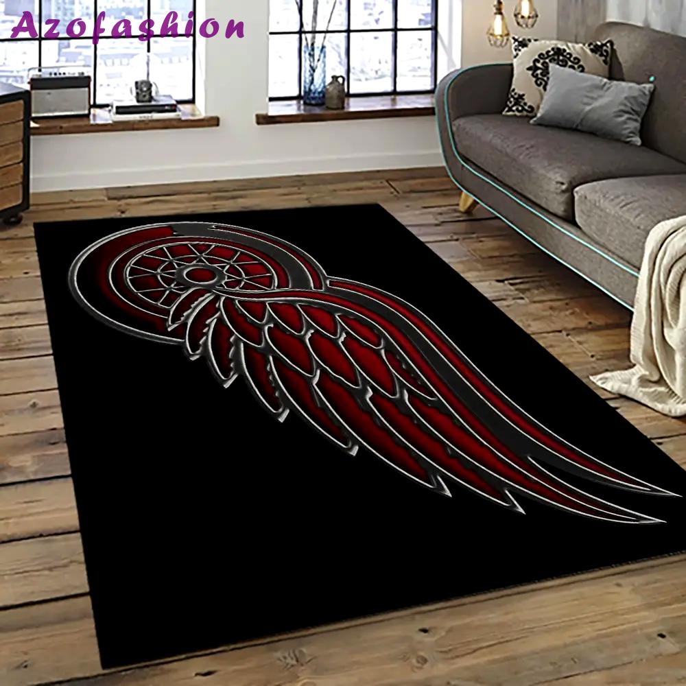 Nhl detroit red wings hockey team logo sport carpet rectangle area rug for living room drw23 Rectangle Rug