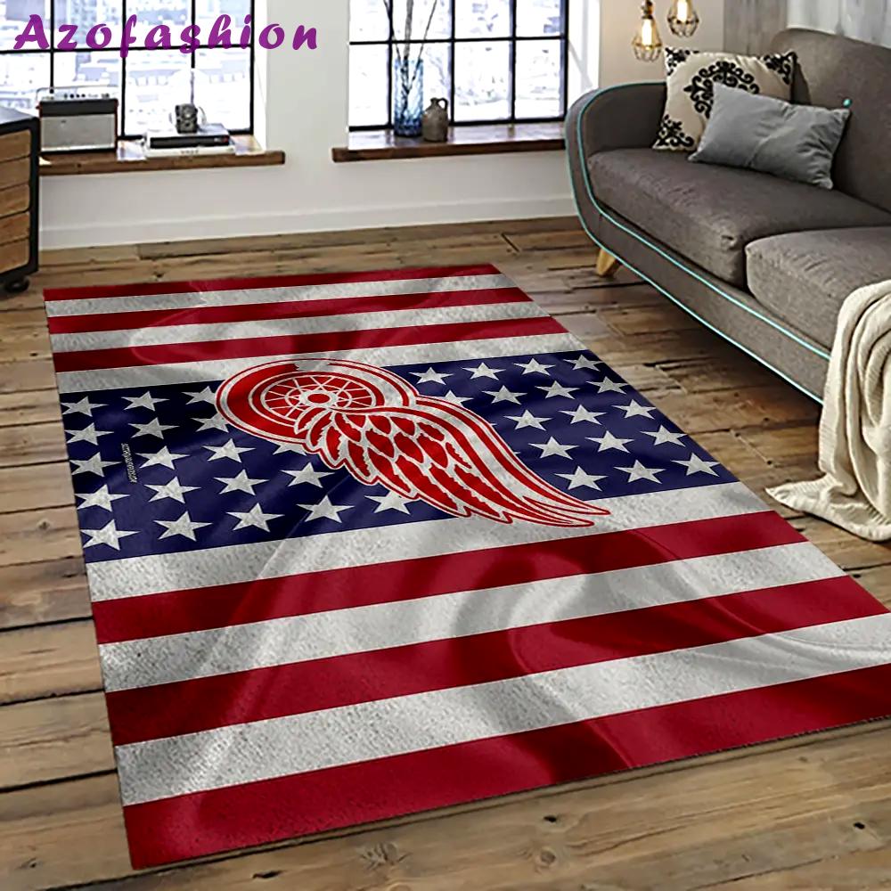 Nhl detroit red wings hockey team logo sport carpet rectangle area rug for living room drw58 Rectangle Rug