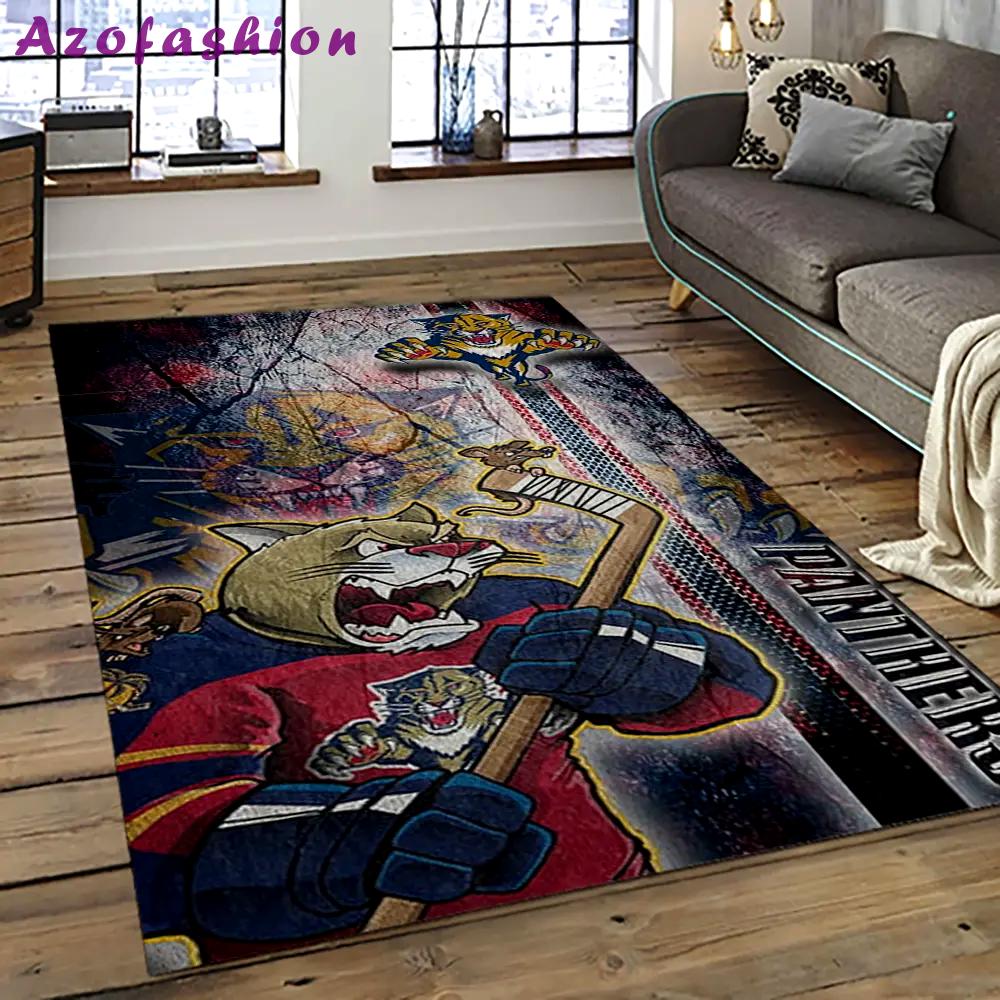 Nhl florida panthers hockey team logo sport carpet rectangle area rug for living room fp44 Rectangle Rug