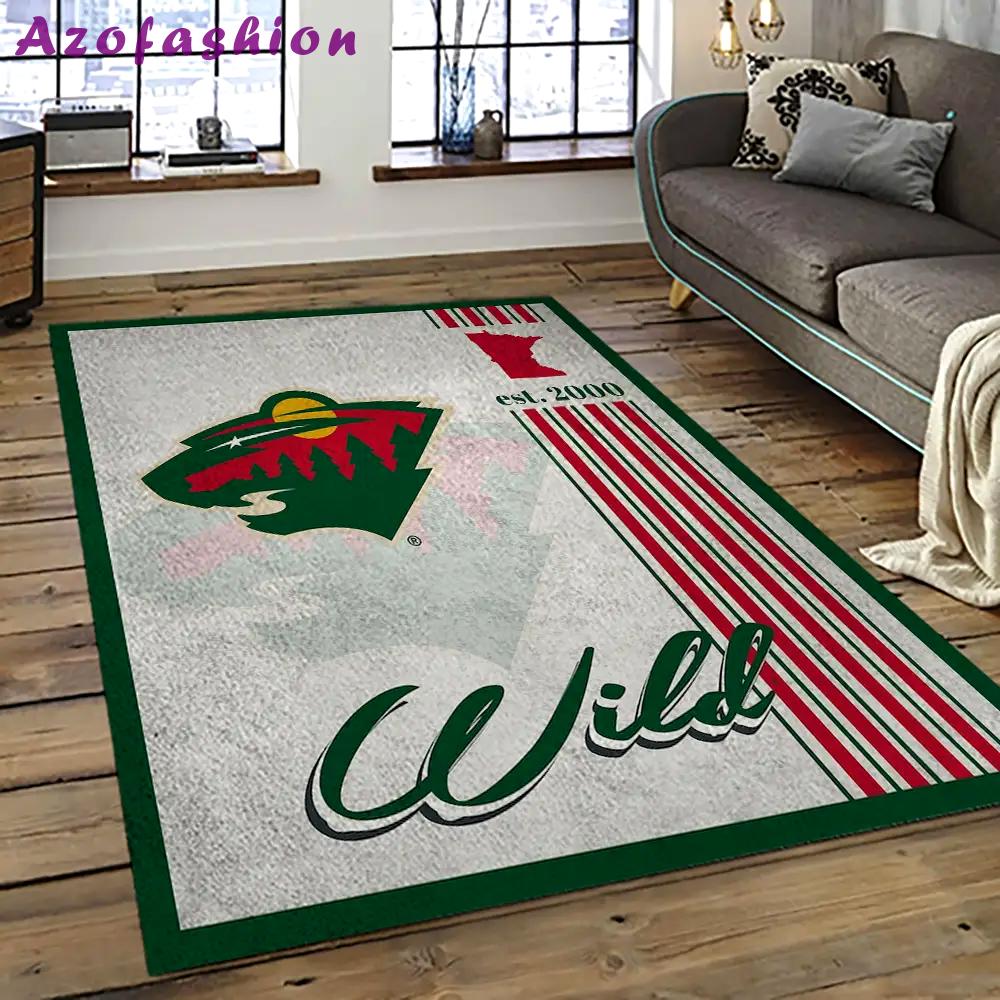 Nhl minnesota wild hockey team logo sport carpet rectangle area rug for living room mw15 Rectangle Rug