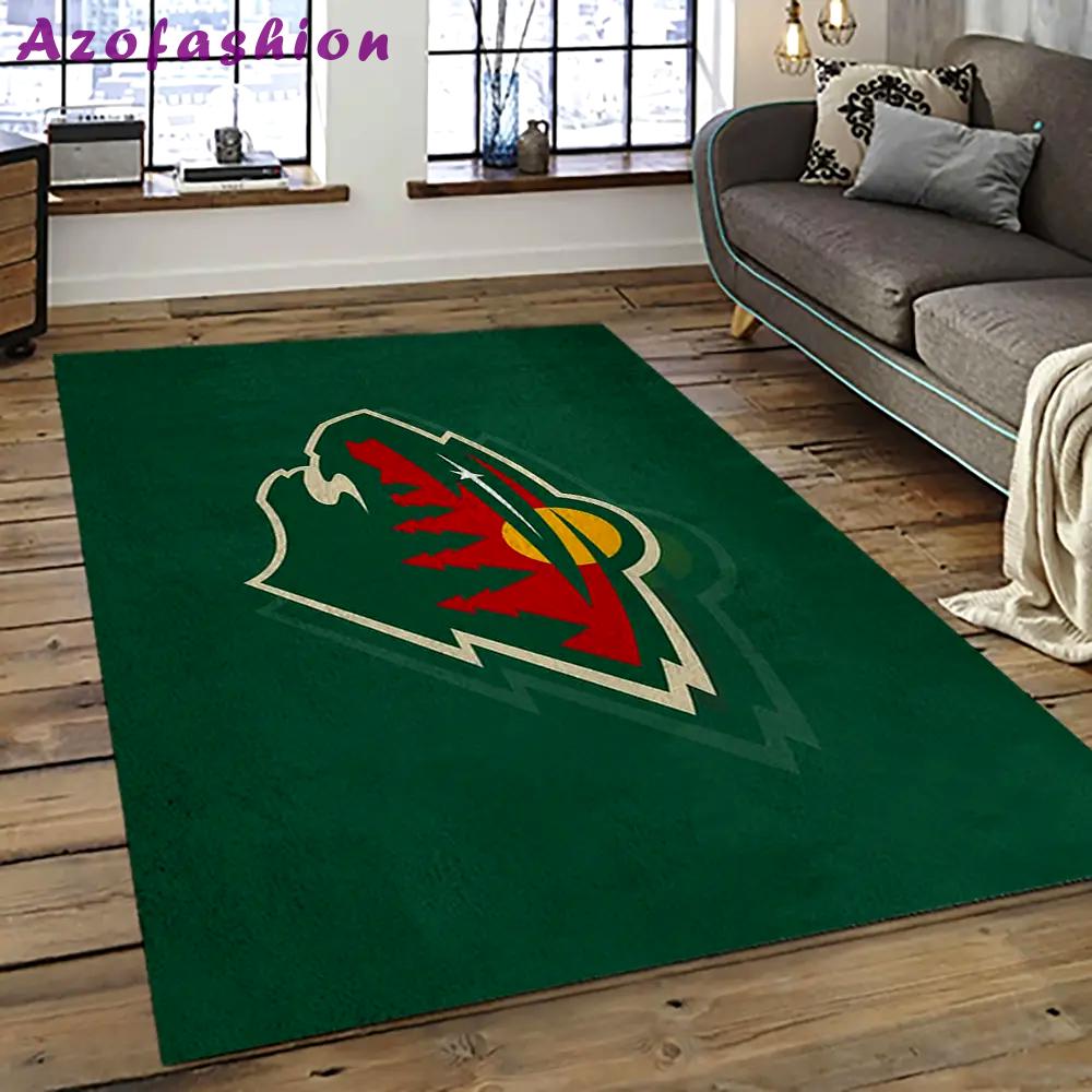 Nhl minnesota wild hockey team logo sport carpet rectangle area rug for living room mw34 Rectangle Rug