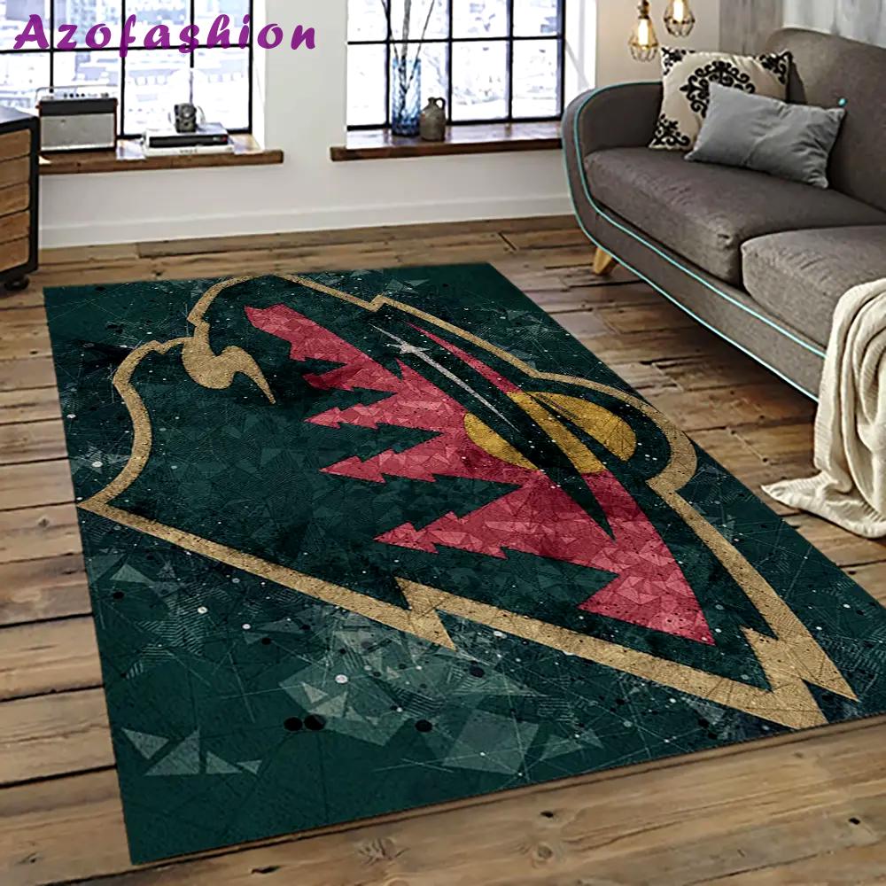 Nhl minnesota wild hockey team logo sport carpet rectangle area rug for living room mw42 Rectangle Rug