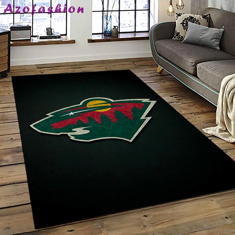 Nhl minnesota wild hockey team logo sport carpet rectangle area rug for living room mw55 Rectangle Rug