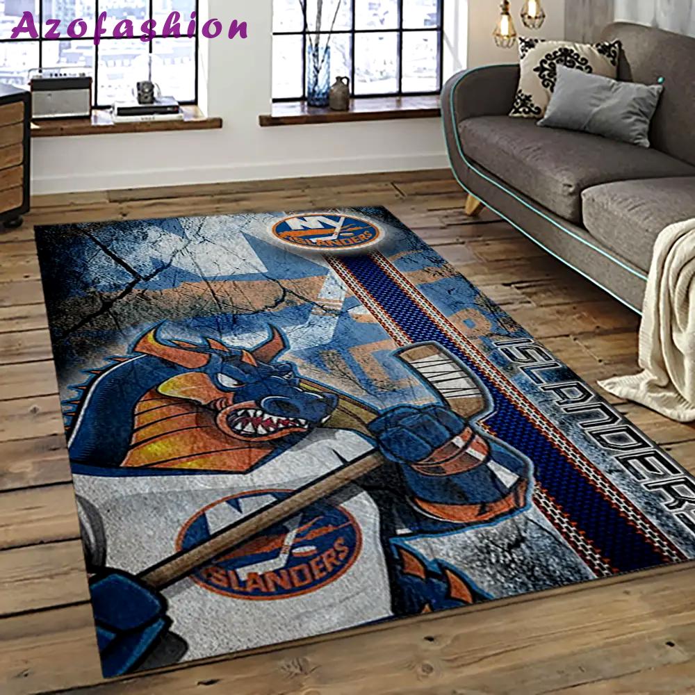 Nhl new york islanders hockey team logo sport carpet rectangle area rug for living room nyi37 Rectangle Rug