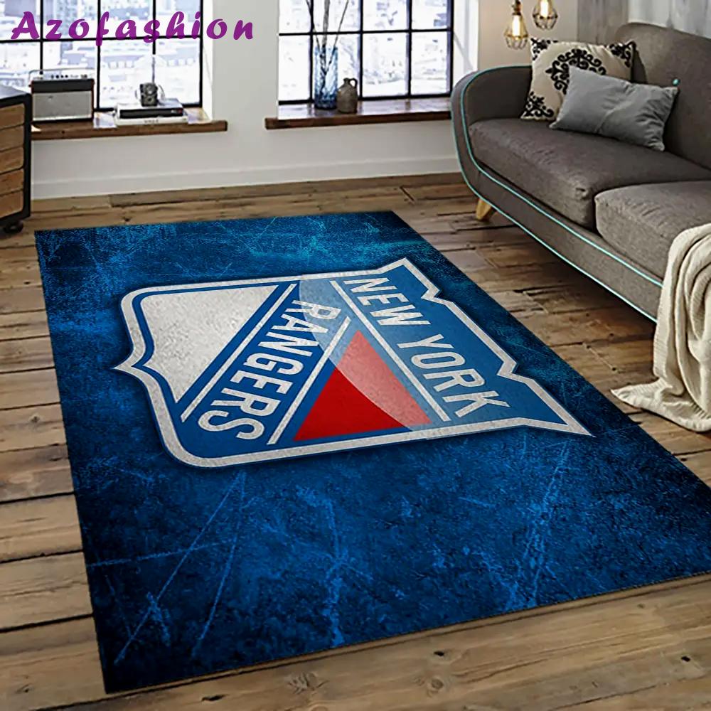 Nhl new york rangers hockey team logo sport carpet rectangle area rug for living room nyr38 Rectangle Rug