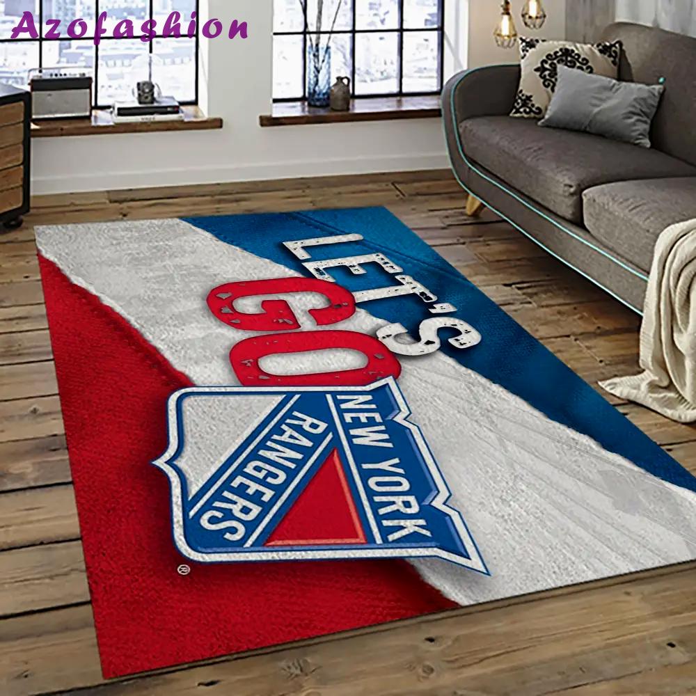 Nhl new york rangers hockey team logo sport carpet rectangle area rug for living room nyr47 Rectangle Rug