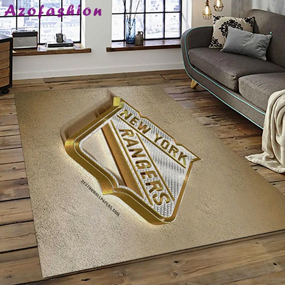 Nhl new york rangers hockey team logo sport carpet rectangle area rug for living room nyr48 Rectangle Rug