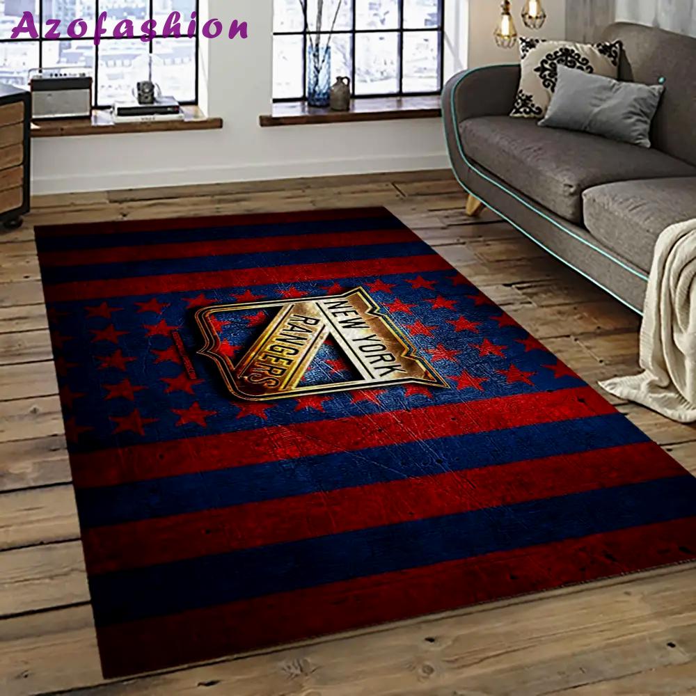 Nhl new york rangers hockey team logo sport carpet rectangle area rug for living room nyr68 Rectangle Rug