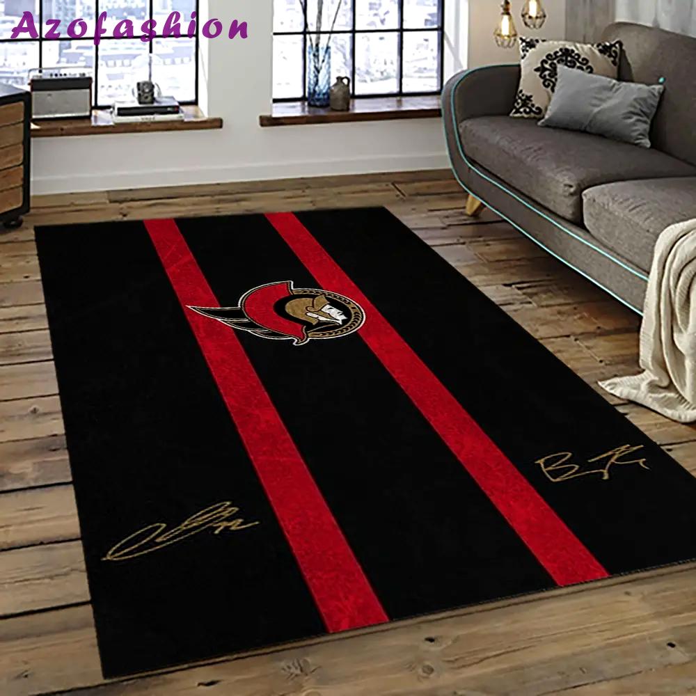 Nhl ottawa senators hockey team logo sport carpet rectangle area rug for living room os17 Rectangle Rug