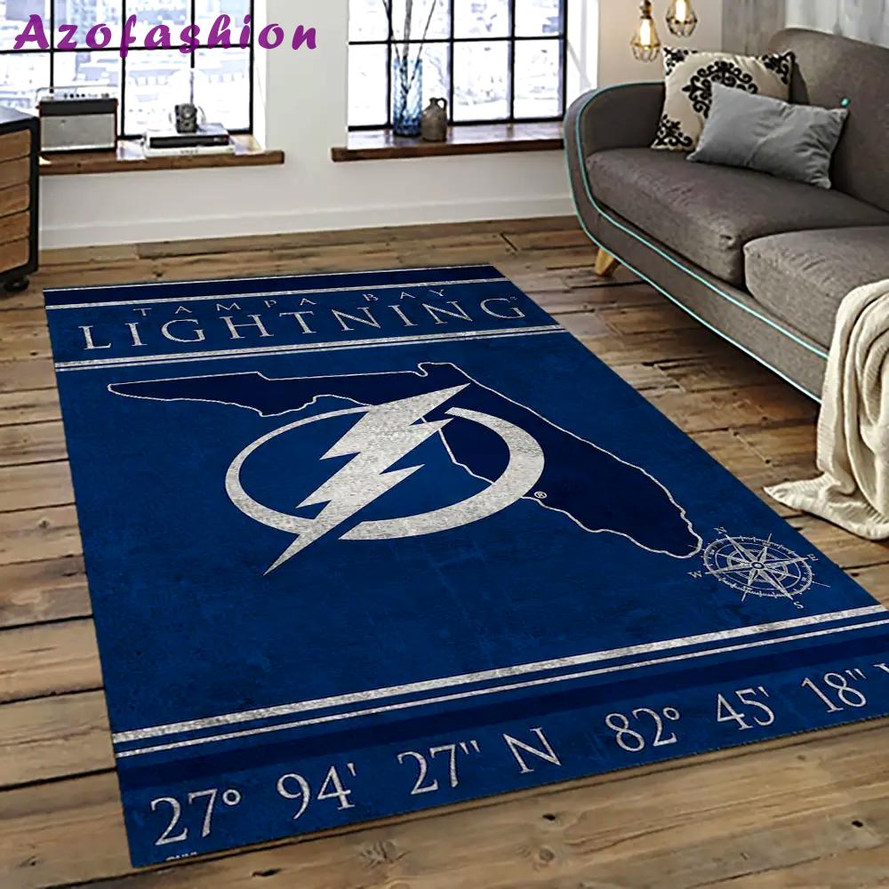 Nhl tampa bay lightning hockey team logo sport carpet rectangle area rug for living room tbl10 Rectangle Rug