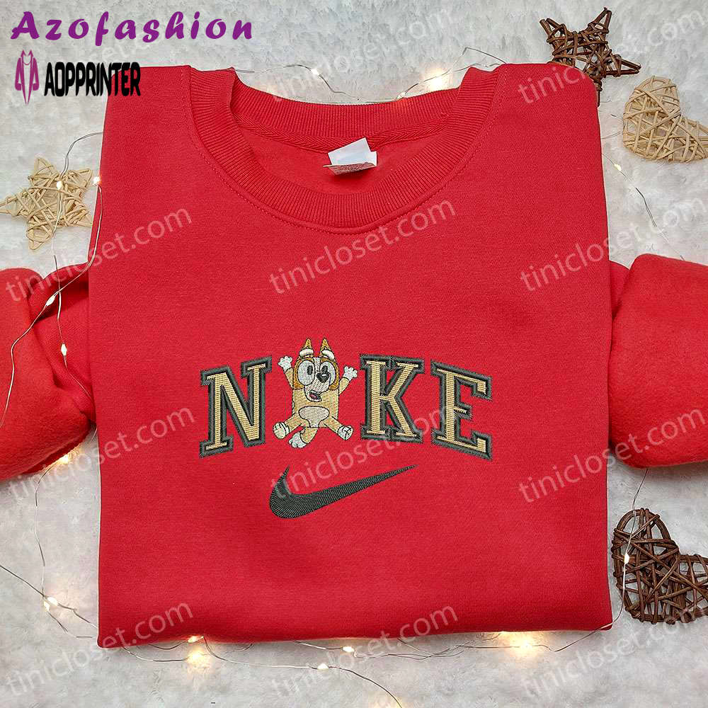 Nike cartoon embroidered shirt – bingo x bluey inspired design Embroidered Shirt