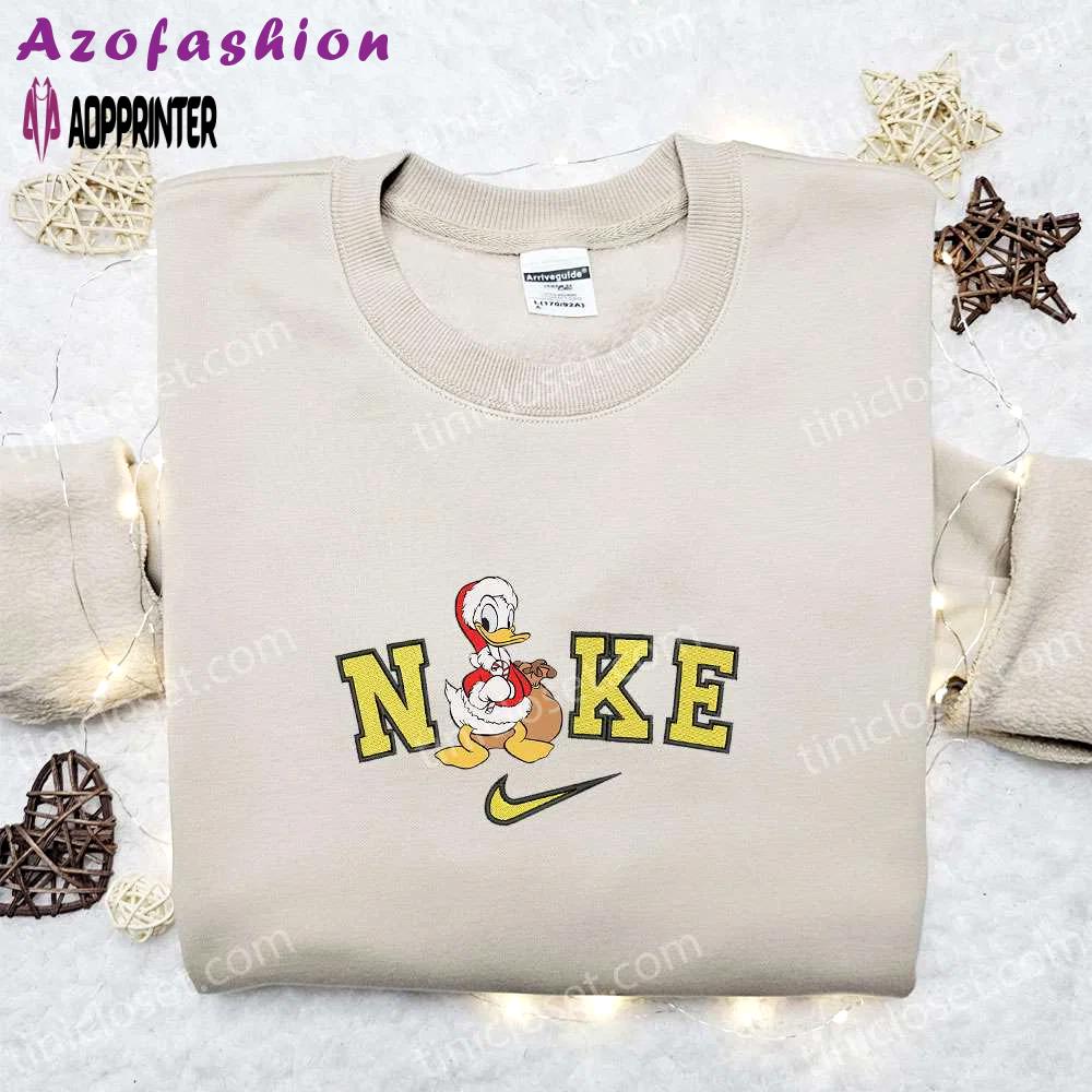 Nike christmas x donald duck santa sweatshirt: disney movie embroidered shirt best gift ideas Embroidered Shirt
