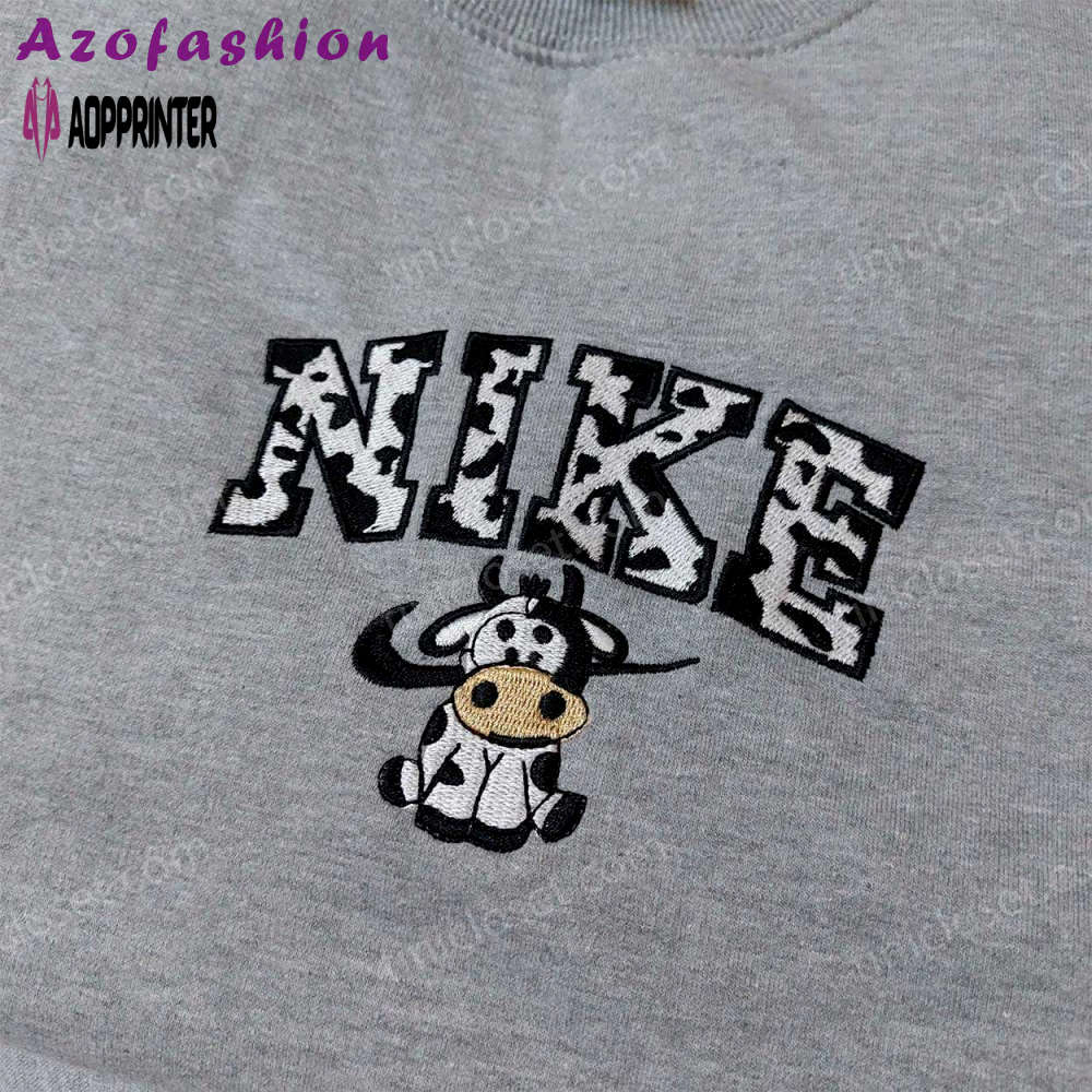 Nike cow embroidered shirt: unique animal-inspired design for a trendy look! Embroidered Shirt