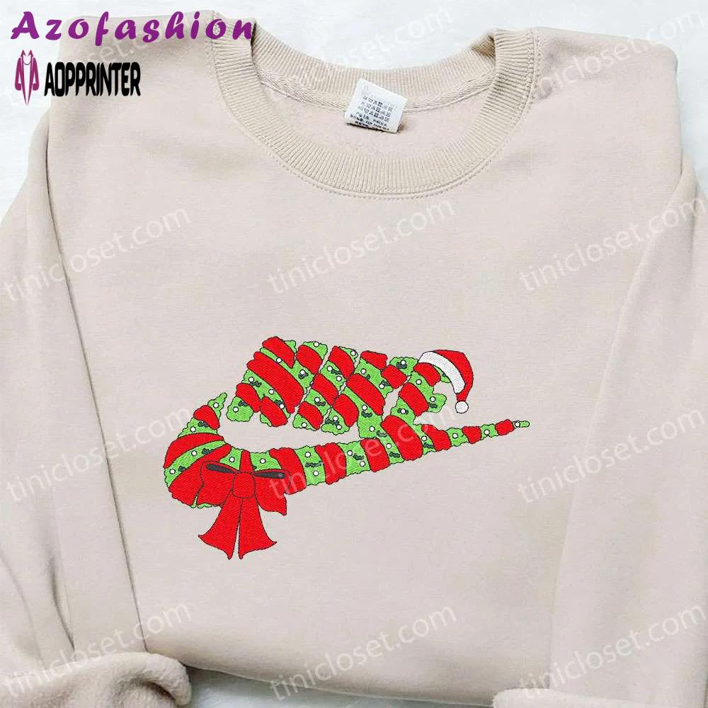 Nike embroidered christmas wreath sweatshirt – best gift idea for nike fans! Embroidered Shirt
