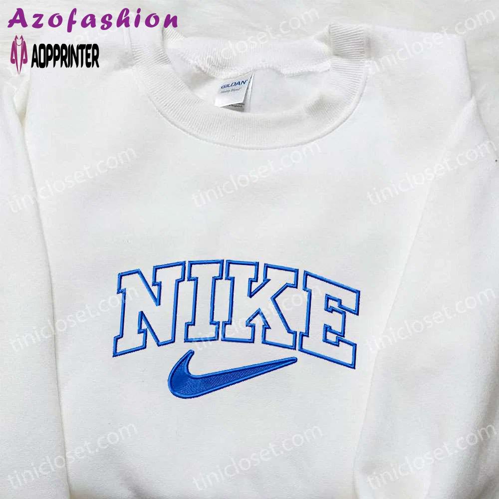 Nike embroidered shirt: stylish outline design perfect family gift Embroidered Shirt