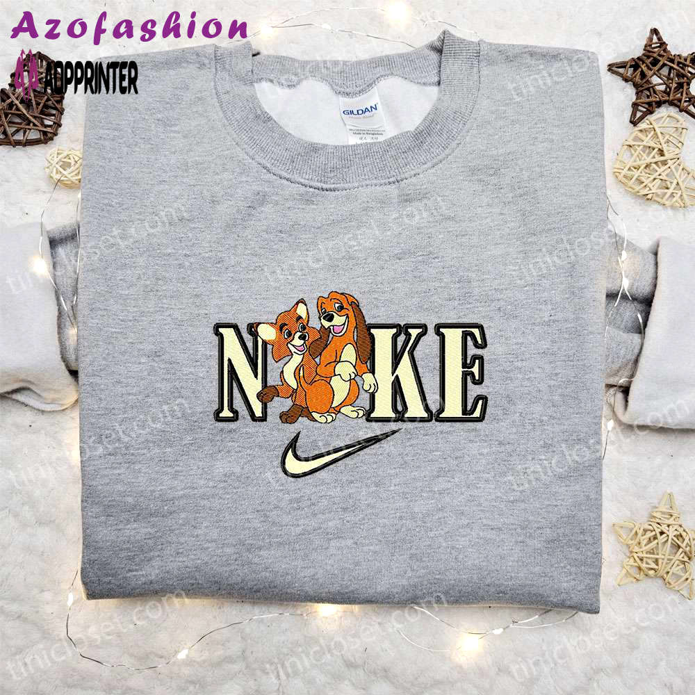 Nike embroidered shirt: tod & copper cartoon fox & hound inspired design Embroidered Shirt