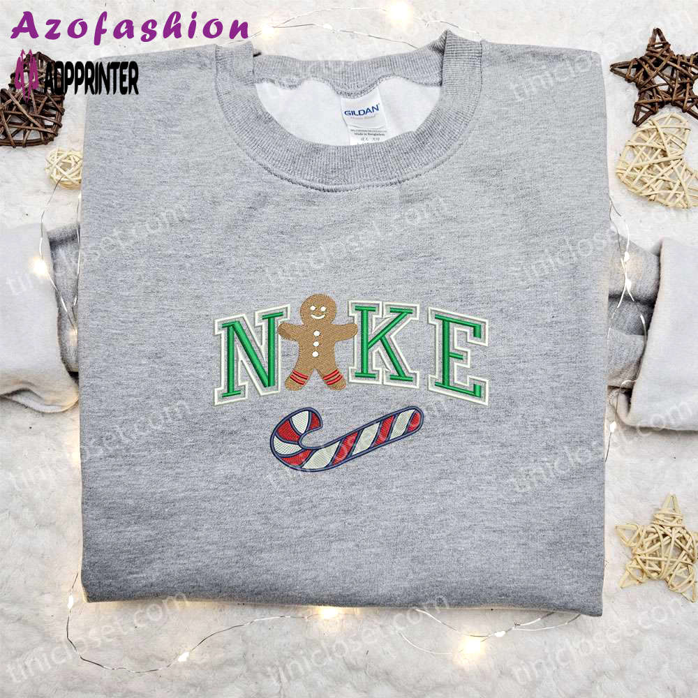Nike inspired gingerbread xmas embroidered tshirt: best christmas gift ideas Embroidered Shirt