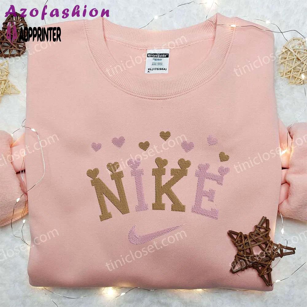 Nike inspired heart love embroidered shirt – best valentine s day gift Embroidered Shirt