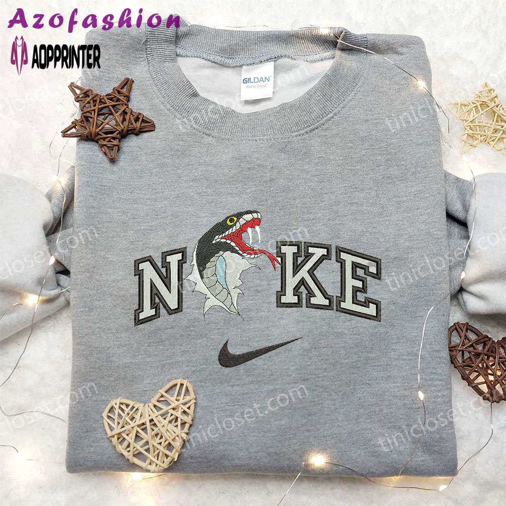 Nike inspired king cobra snake embroidered sweatshirt: animal shirt with nike style Embroidered Shirt