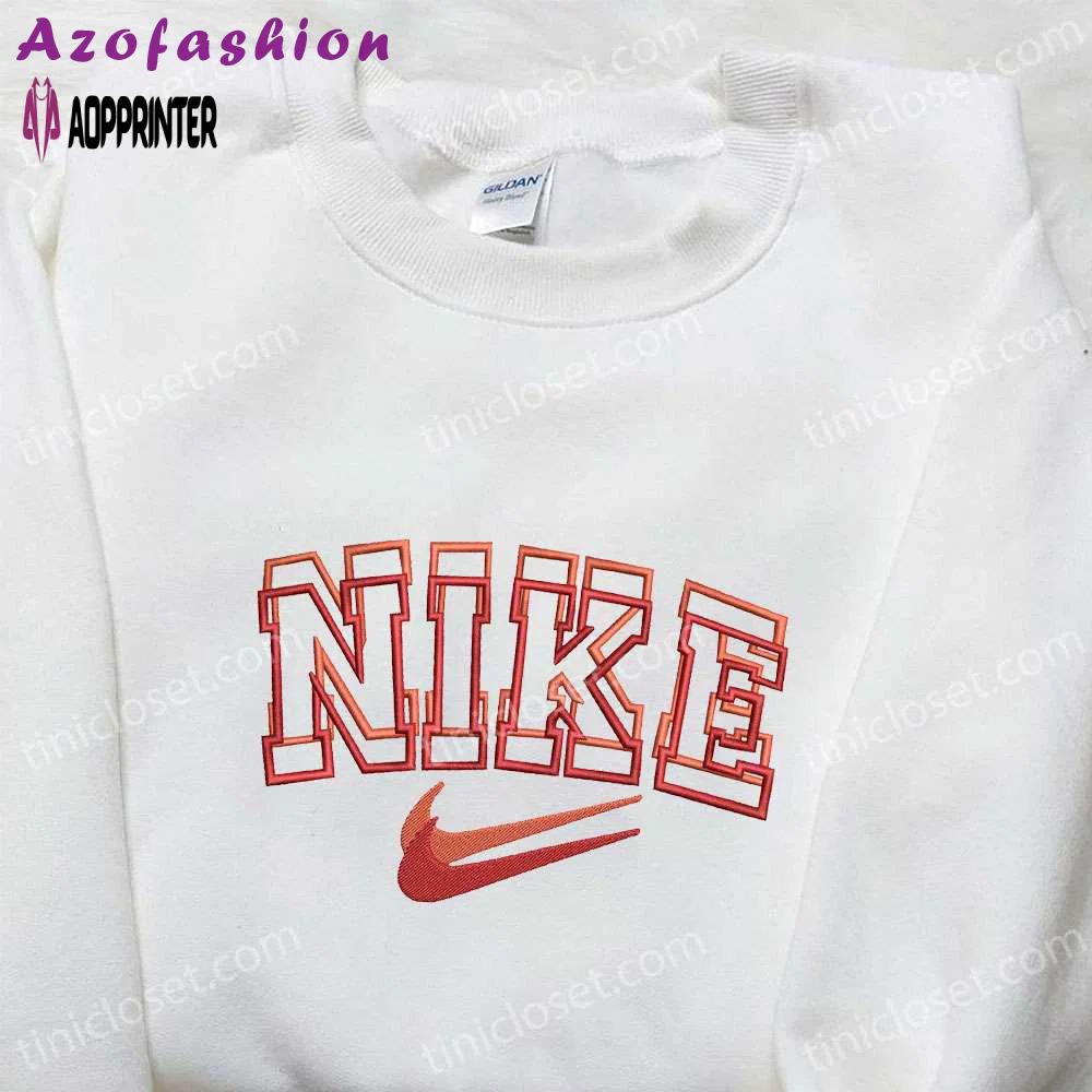 Nike overlapping embroidered hoodie & custom shirt: inspired t-shirt for unique style Embroidered Shirt